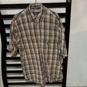 Nautica Men's Plaid Shirt - Black and Cream